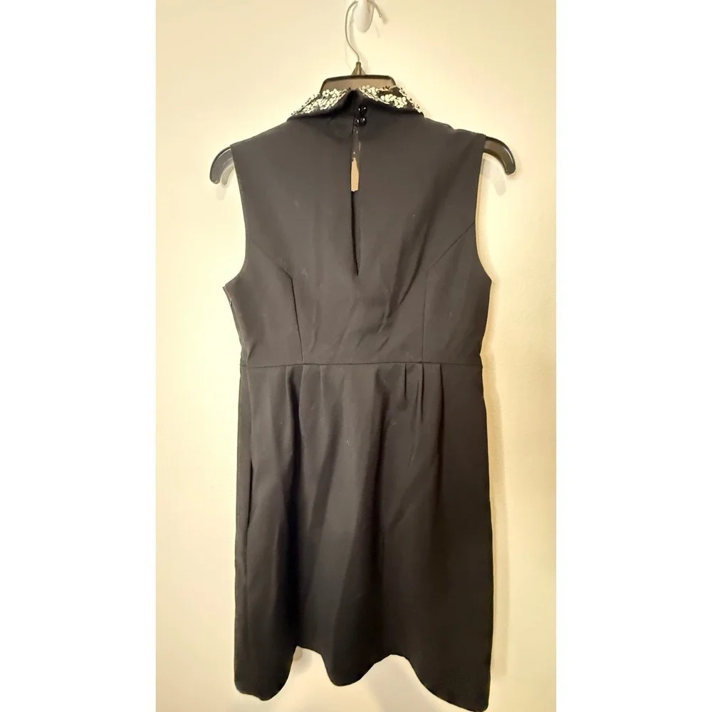 Kate‎ Spade Black Floral Sequin Collar Sleeveless Dress Size 6 Mini Shift